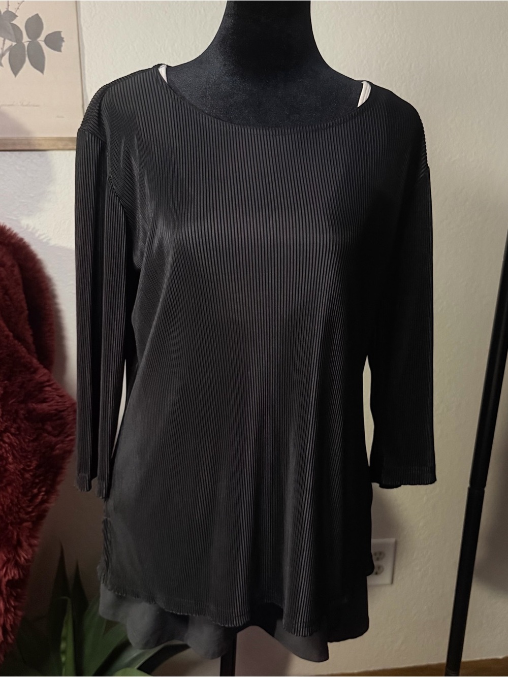 Briggs New York Black Ribbed Long-Sleeve Top LP